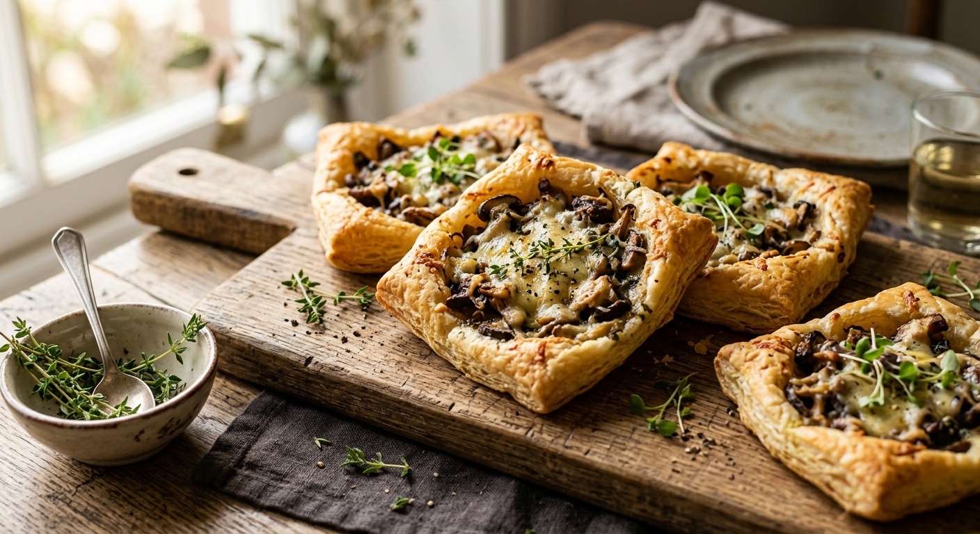 Cheesy Mushroom and Thyme Tarts — recipe by RecipeFiler