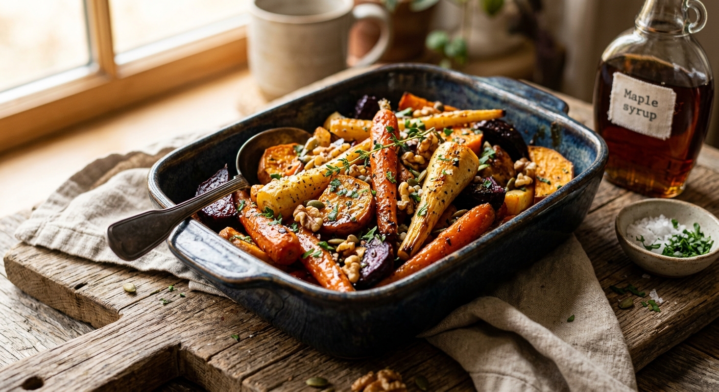 Canadian Maple Roasted Root Vegetables — AI-generated headline for RecipeFiler