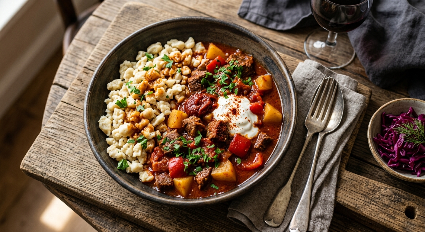 Goulash with Nokedli — AI-generated headline for RecipeFiler