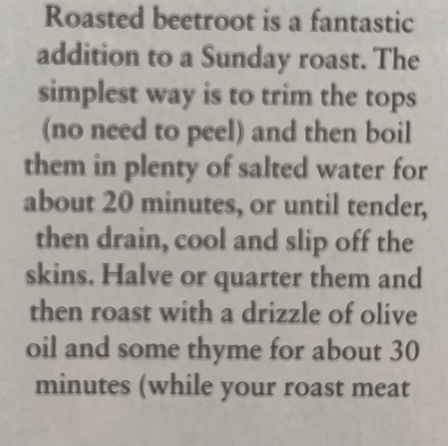 Original handwritten Roast Beetroot recipe — page 1