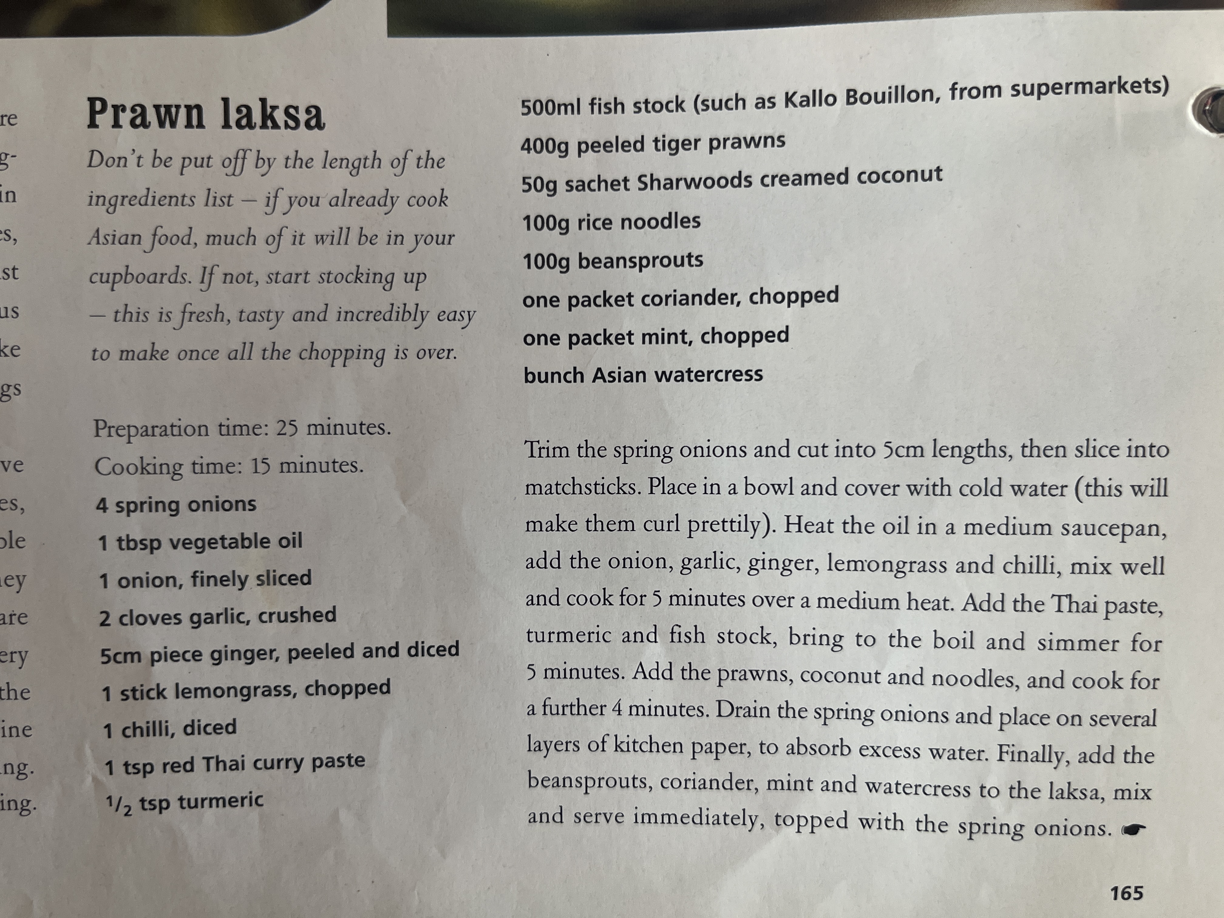 Original handwritten Prawn Laksa recipe — page 1