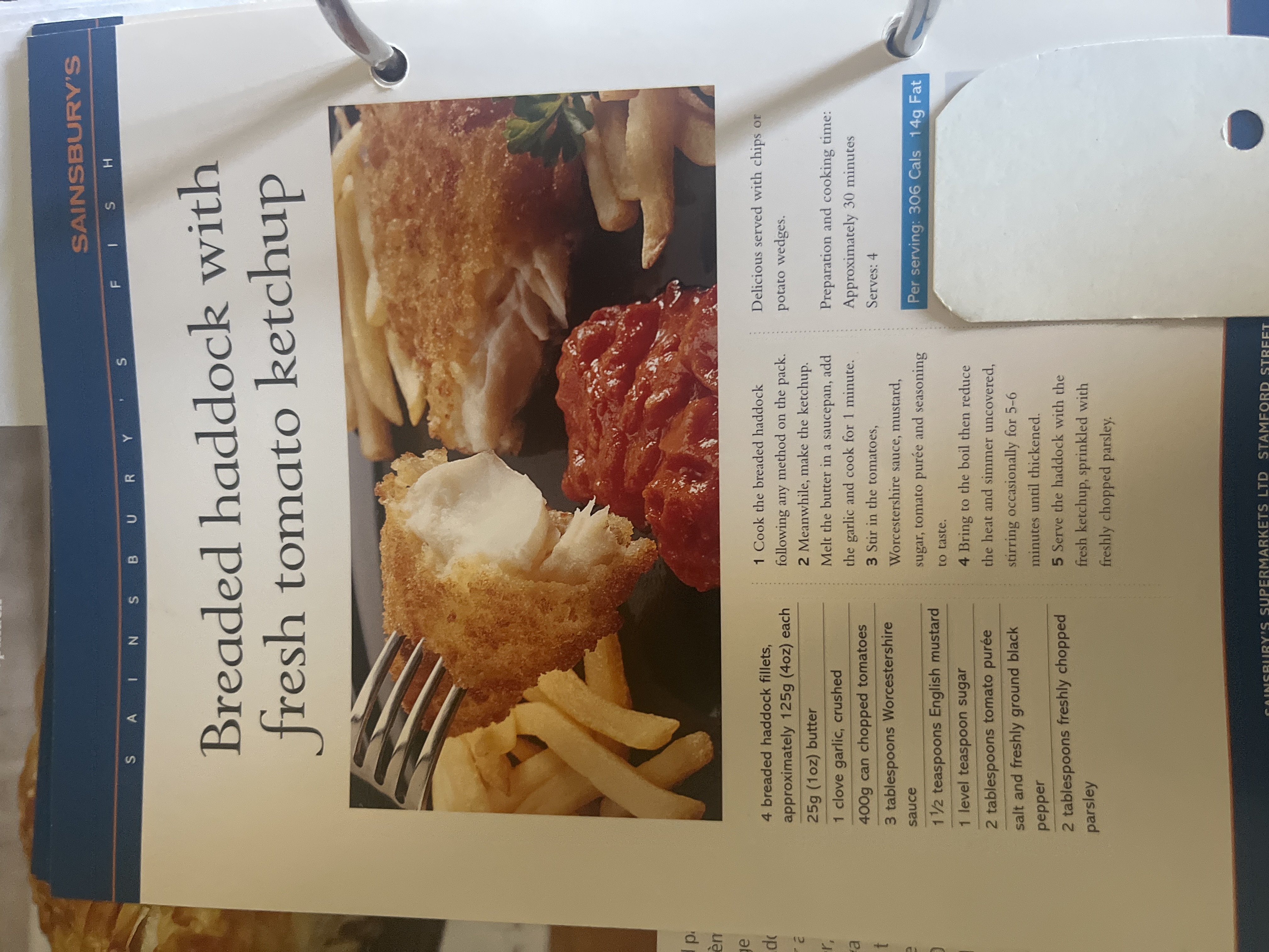 Original handwritten Breaded haddock with fresh tomato ketchup recipe — page 1