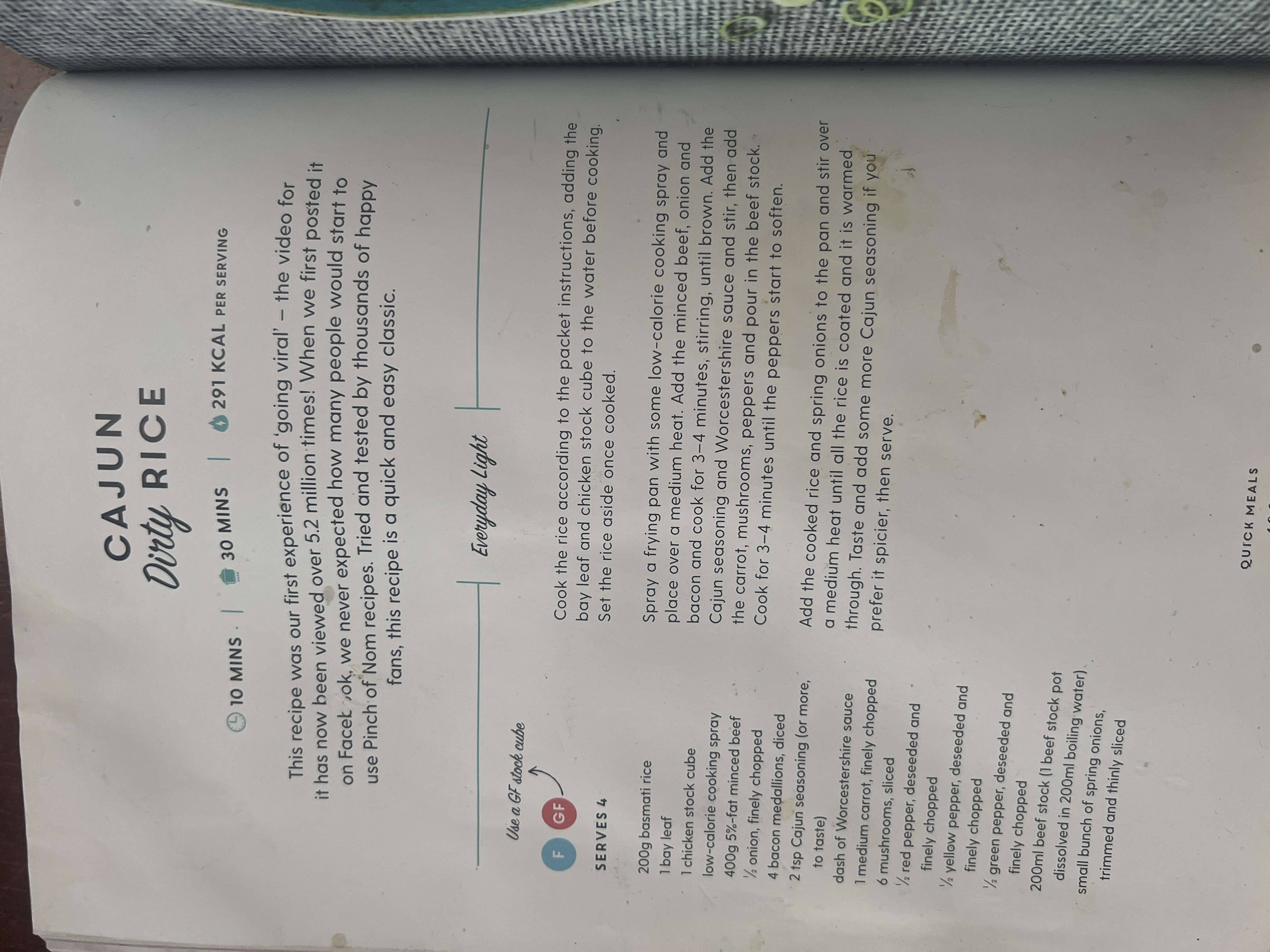 Original handwritten Cajun Dirty Rice recipe — page 1