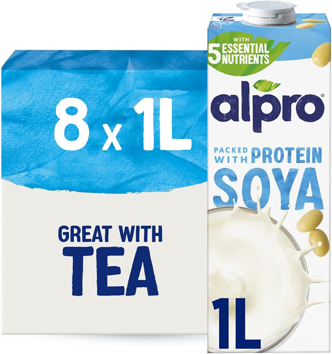 Pack of 8 x 1L - Alpro Soya Drink - Plant-Based Long Life Dairy Free & Lactose Free Milk Alternative 