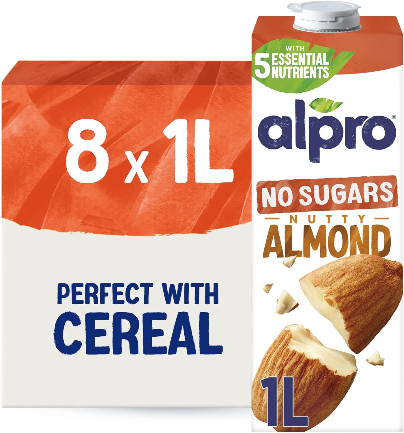 Alpro Almond Drink - NO SUGARS - Pack of 8 x 1L