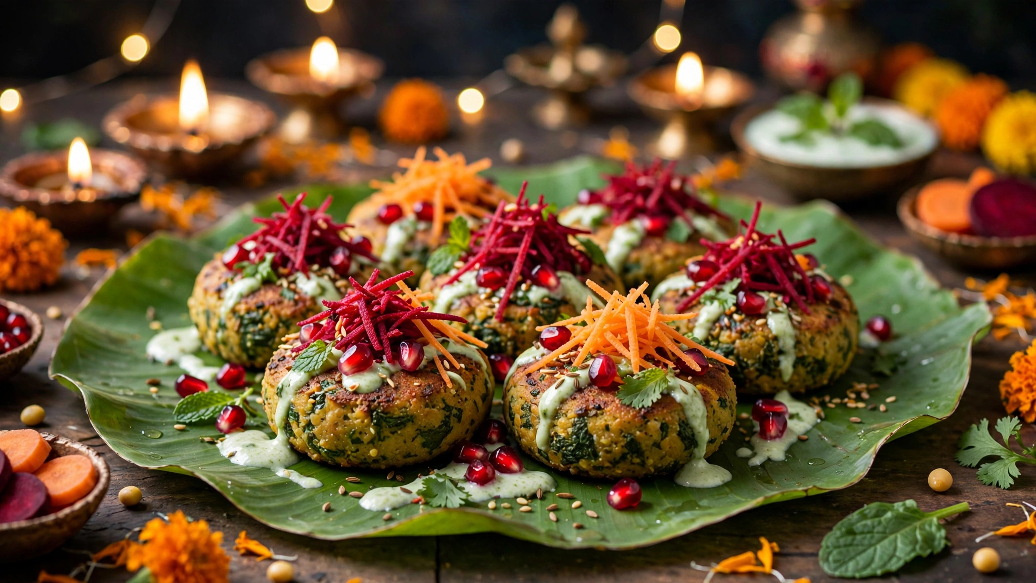 Rainbow Moong Dal & Spinach Tikkis — recipe by Boulevardiere