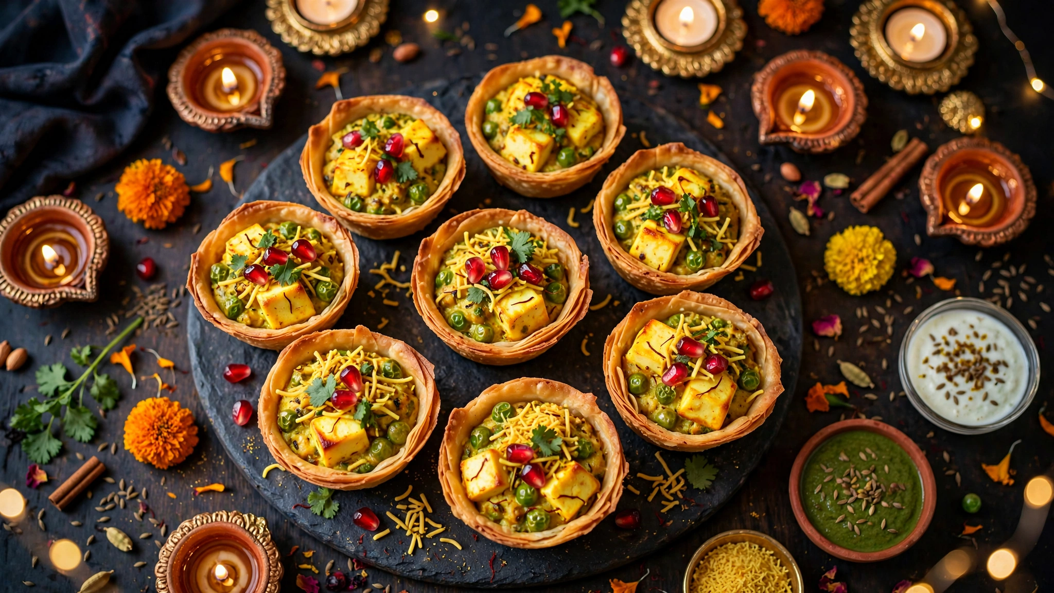 Saffron Paneer & Pea Samosa Cups — recipe by Boulevardiere