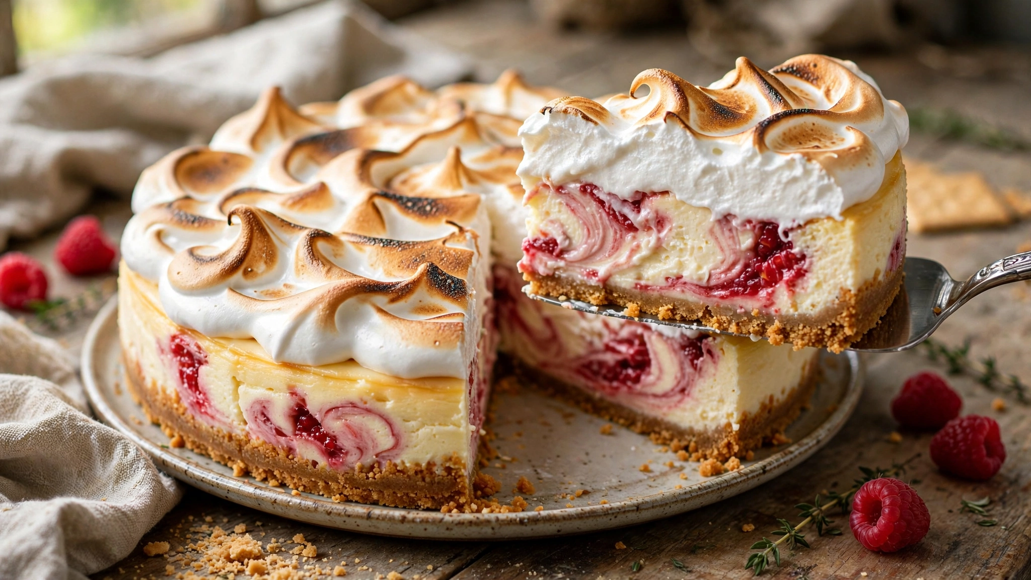 Toasted Marshmallow and Raspberry Cheesecake — recipe by katplaystennis