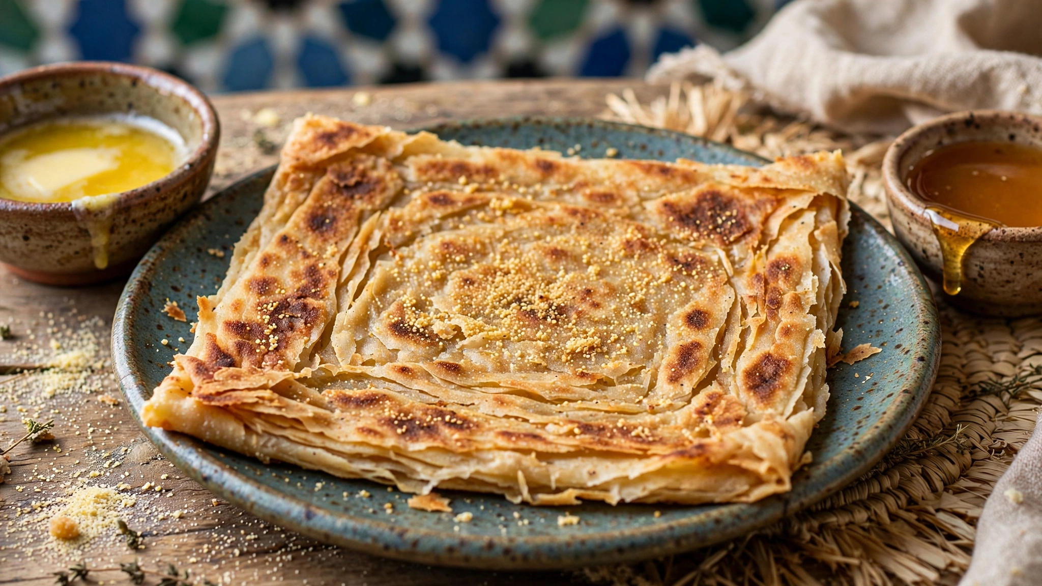 Msemen with Butter and Honey — recipe by katplaystennis
