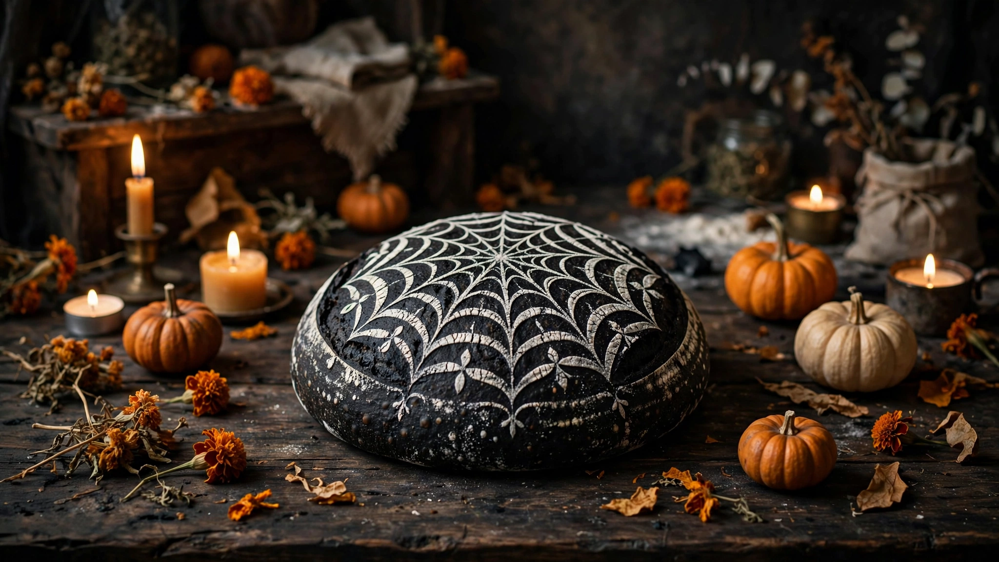 Black Widow Spidersweb Bread — recipe by katplaystennis