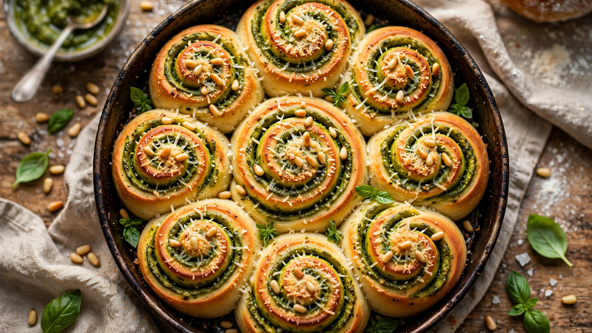 Pesto Chelsea Buns — recipe by katplaystennis