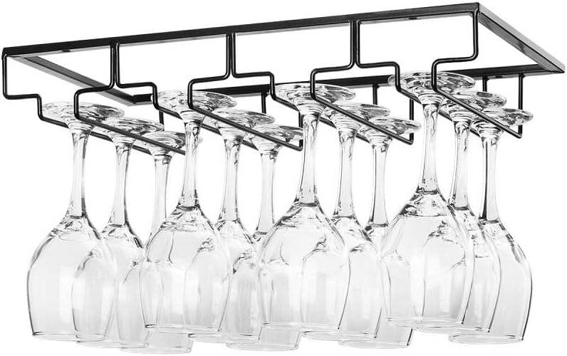 Under Cabinet Wine Glasses Rack Black 4 rows
