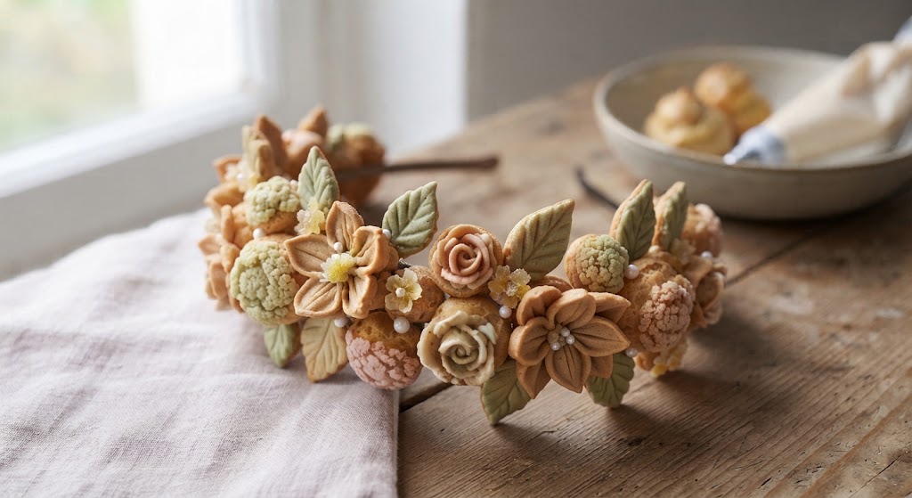 GBBO Choux Pastry Floral Headpiece Recipe — recipe by J_C