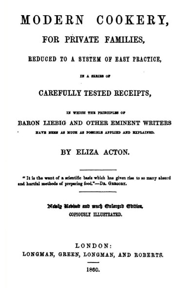 Modern Cookery for Private Families — cover scan from archive.org